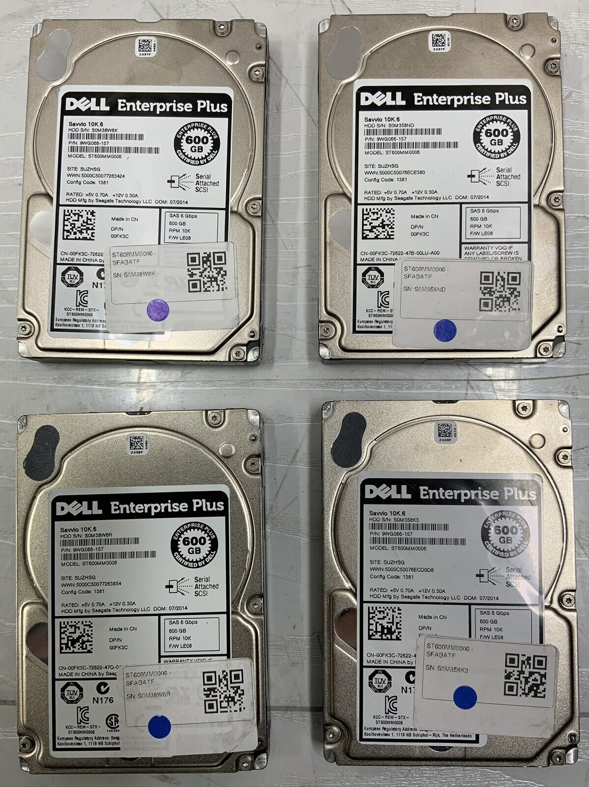 LOT OF 10 Dell Enterprise Plus Seagate 600GB SAS 600GB 6Gbps 2.5" HDD 9WG066-157