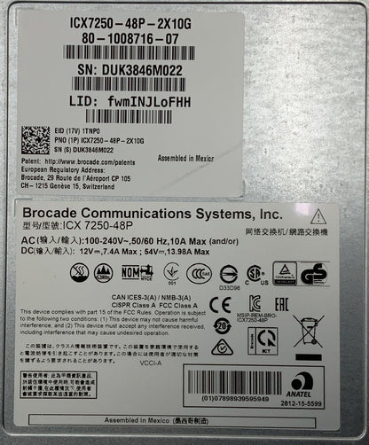 Brocade ICX 7250 48-Port Ethernet Switch (ICX7250-48P)