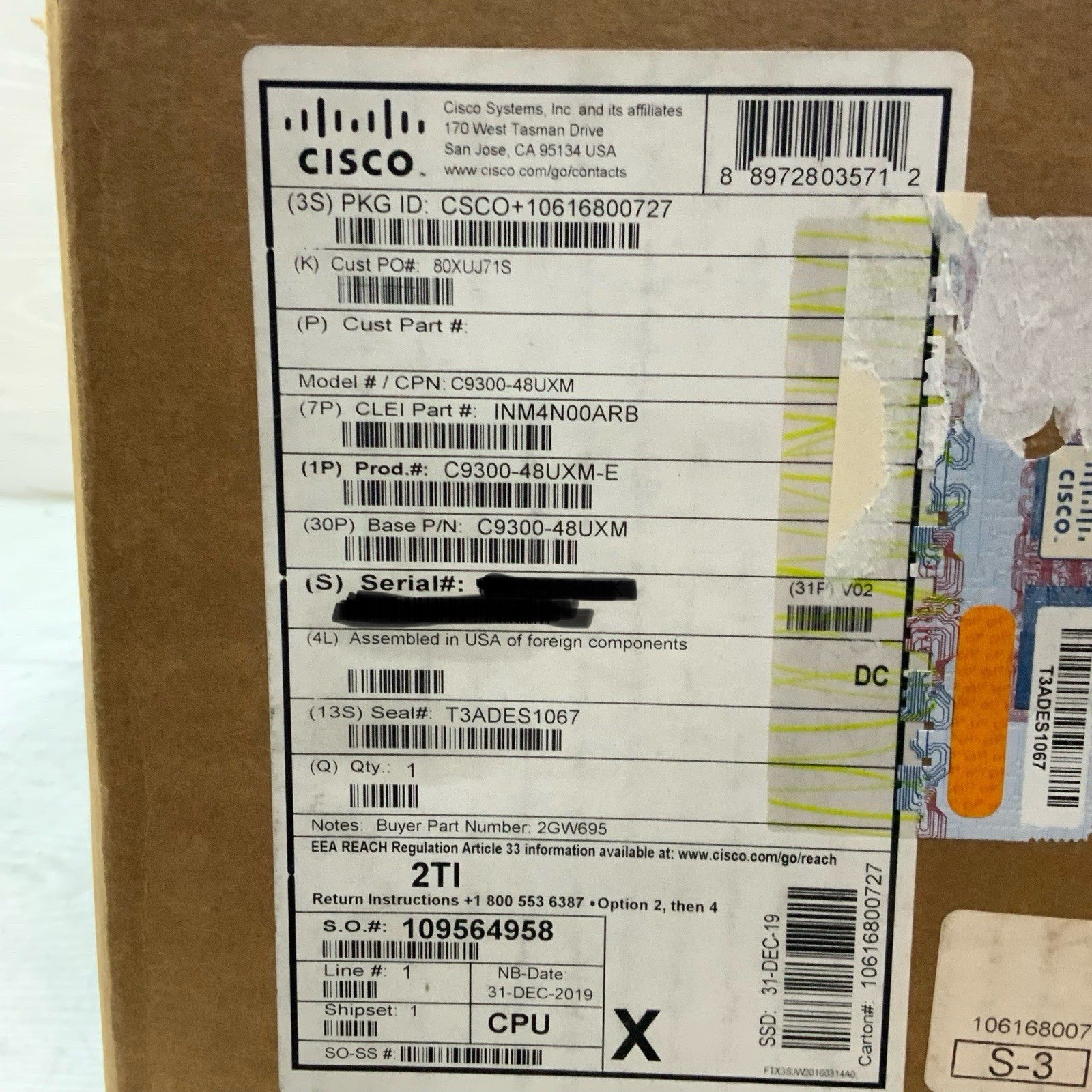 Cisco 9300 48x 2.5G (12x 10G) UPoE Ports Network Essentials Switch C9300-48UXM-E2