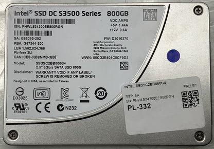 Lot of 31 Intel 800GB DC S3500 Series 6G/s 2.5" SATA SSD SSDSC2BB800G4
