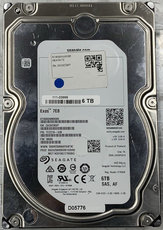 ST6000NM0095 Seagate 6TB 7.2K 12Gb/s SAS 3.5" Hard Drive 1YZ210-0380