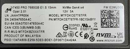 Micron 7450 7.68TB E1.S 15mm NVMe Gen4 SSD | MTFDKCE7T6TFR-1BC15ABYY