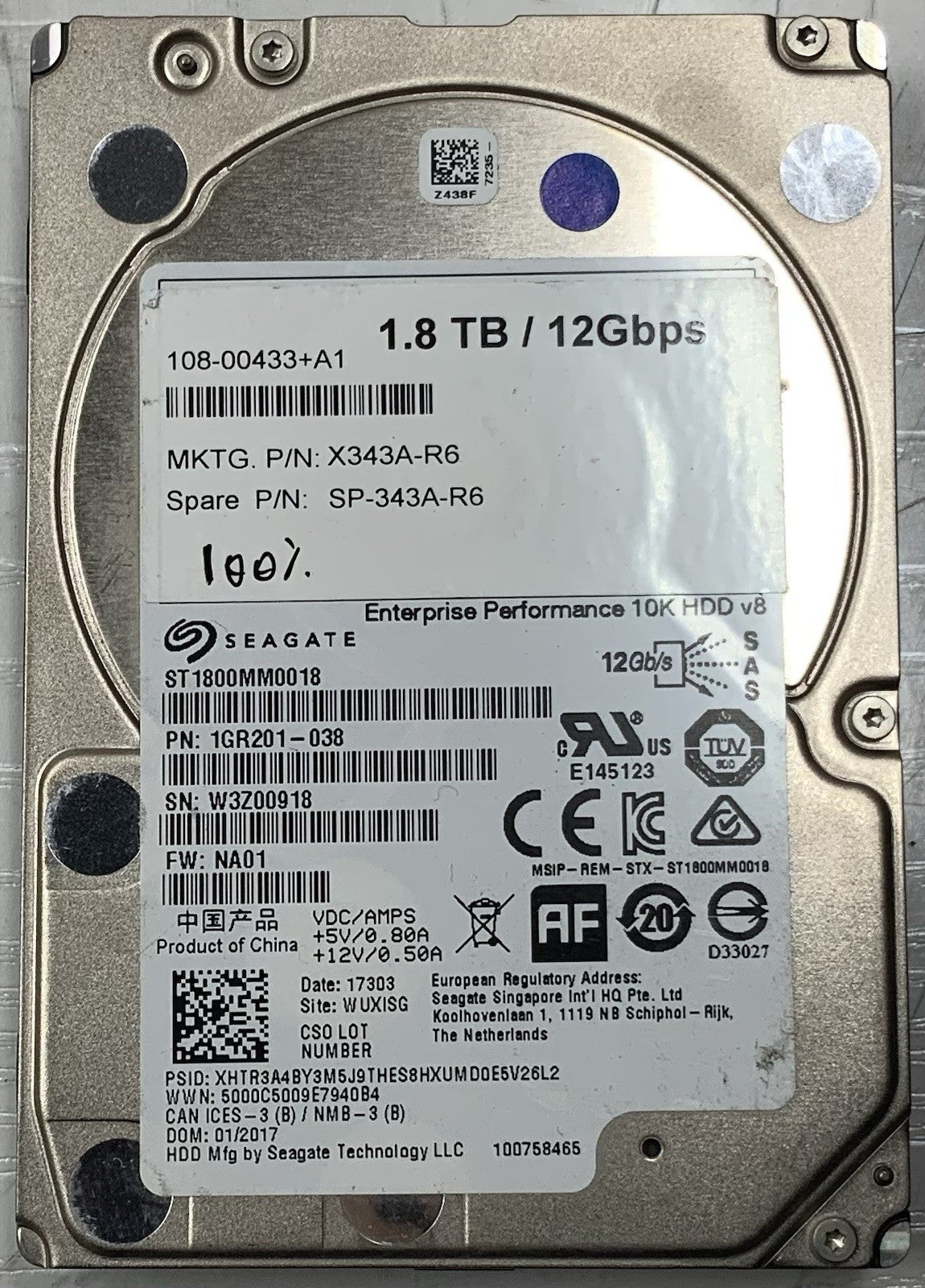 Lot of 6 Seagate ST1800MM0018 1.8TB 10K SAS 2.5" 12Gbps Server Hard Drives 100%1