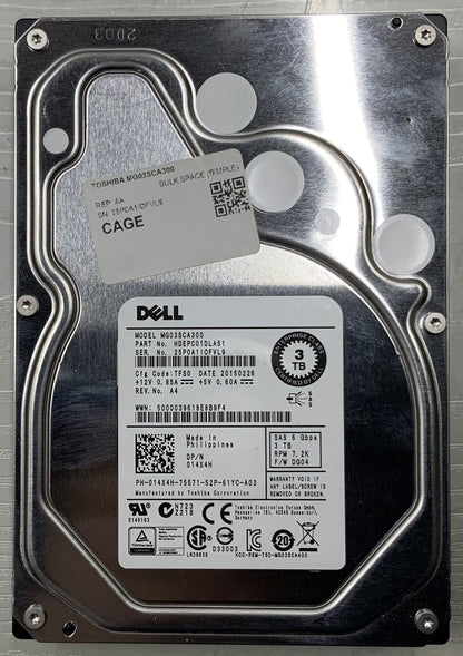 Toshiba MG03SCA300 3TB 7200RPM SAS 6Gb/s 64MB 3.5" Enterprise HDD Lot of 2