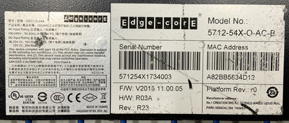 Edge-Core E 5712-54X-O-AC-B 100GbE AS5712 Network Data Center Switch