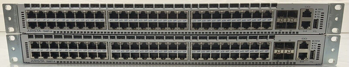 Lot of 2 Arista DCS-7048T-A-R 48-port switch 100/1000 RJ45 4x SFP+