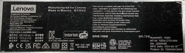 Lenovo ThinkSystem, 2x Micron 7.68TB E1.S SSD / 384GB DDR5 Ram / AMD Epyc 9684x