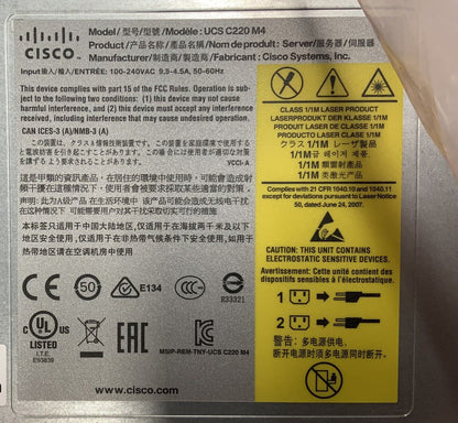 Cisco UCS C220 M4S Server Intel XEON E5-2630v3 2.4GHz