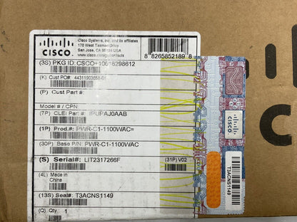 New in Open Box Sealed Cisco PWR-C1-1100WAC Power Supply
