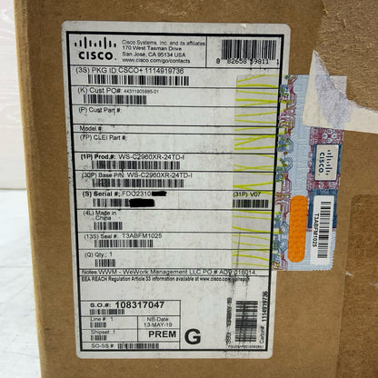Cisco 2960-XR Switch 24-Port 1GbE RJ-45 2x 10G SFP+ PoE 2x PSU WS-C2960XR-24TD-I