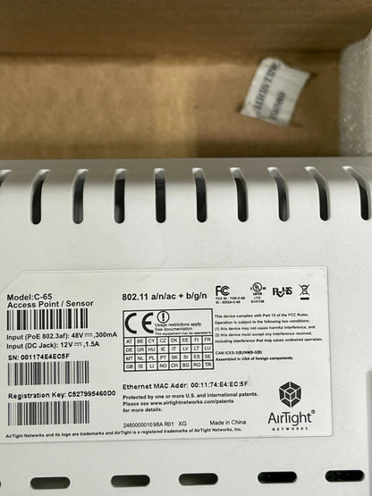 Airtight C-65 Access Point Sensor GbE 802.11ac 5 GHz/2.4 GHz PoE