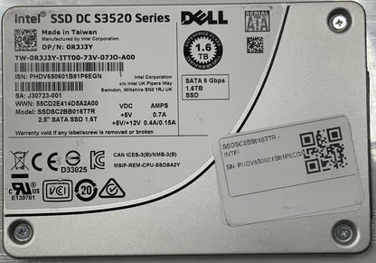 Dell R3J3Y 1.6TB Intel SSD DC S3520 Enterprise SATA 6Gb/s 2.5" SSDSC2BB016T7R