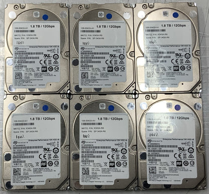 Lot of 6 Seagate ST1800MM0018 1.8TB 10K SAS 2.5" 12Gbps Server Hard Drives 100%