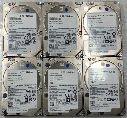 Lot of 6 Seagate ST1800MM0018 1.8TB 10K SAS 2.5" 12Gbps Server Hard Drives 100%0