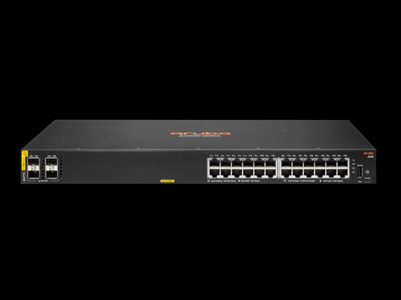 HPE - Switching JL677A-ABA Aruba 6100 24G Class4 PoE 4SFP Plus 370W Ethernet Switches Networking JL677A#ABA product image