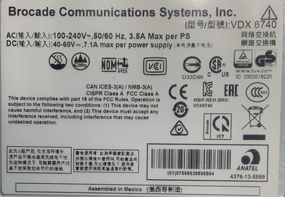 Brocade VDX 6740 48-Port 10GbE SFP+ Switch 2x PSU | BR-VDX6740-48-R